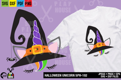 Halloween Unicorn SVG, Svg Files, Unicorn witch hat SVG, SPH-191