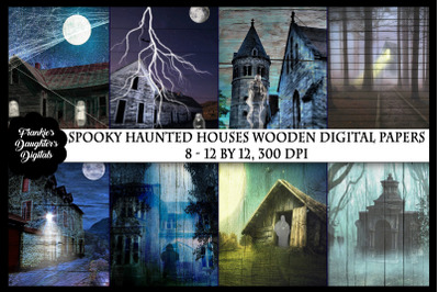 Spooky Haunted House Wood Digital Papers