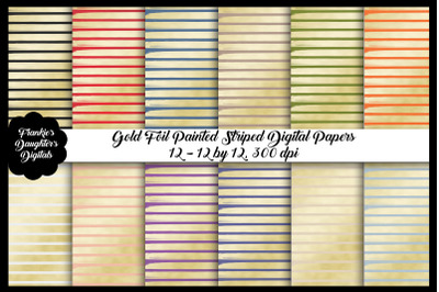 Gold Foil Painted Stripe Digital Papers