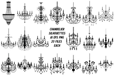 Chandelier Silhouettes AI EPS PNG