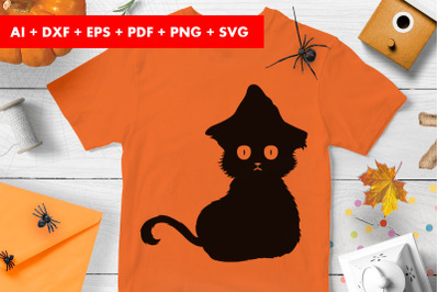 Black Cat Clipart Halloween Vector SVG PNG