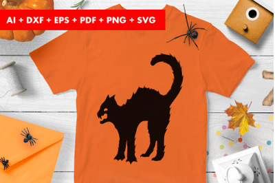 Black Cat Halloween Vector SVG PNG