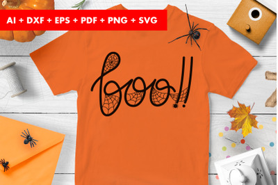 Boo Spider Web Halloween Vector SVG PNG transparent