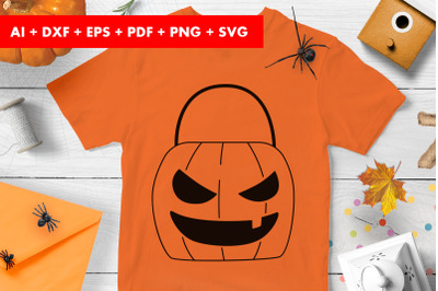 Candy Bucket Clipart Halloween SVG