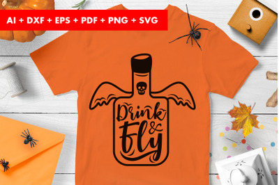 Drink &amp; Fly Halloween Vector SVG PNG transparent