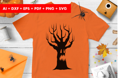 Halloween Tree Clipart Trick or Treat SVG