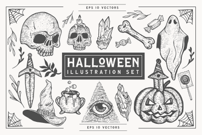 Hand-Drawn Halloween Vector Set