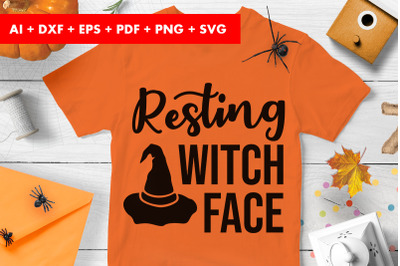 Resting Witch Face Halloween SVG Design