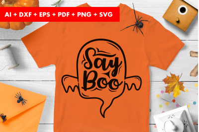 Say Boo Halloween Vector SVG PNG transparent