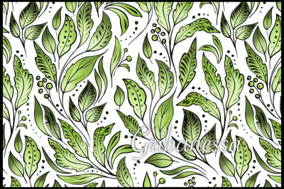 Green seamless floral pattern 2