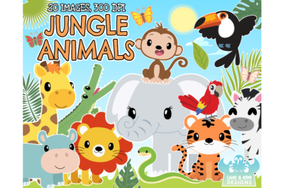 Jungle Animals Clipart - Lime and Kiwi Designs