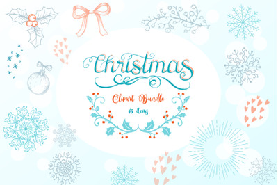 Christmas Clipart Bundle- 45 vector &amp; PNG items