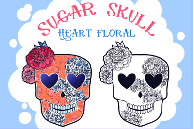Sugar Skull Heart Floral SVG &amp; Sublimation Files