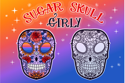 Sugar Skull Girly SVG Cut File