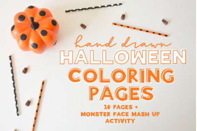 Halloween Coloring Pages + Monster Activity