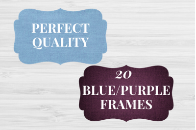 Blue Linen Frames, Blue Linen Digital Labels, Purple Linen Frames