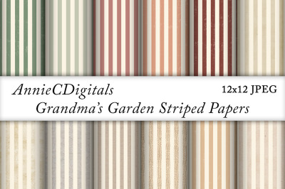 Striped Scrapbook Paper, Neutral Colors, Grandmas Garden