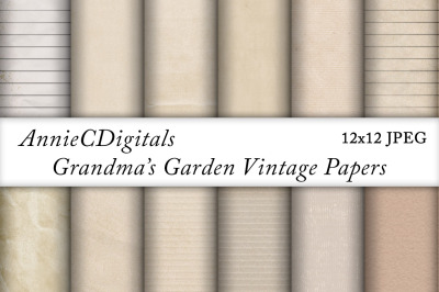 Vintage Scrapbook Paper, Neutral Colors, Grandmas Garden
