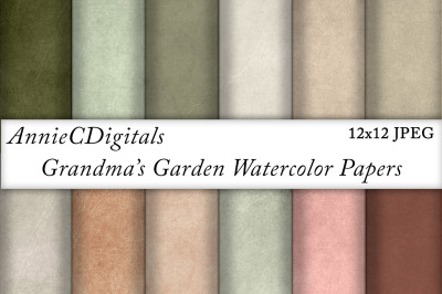 Watercolor Scrapbook Paper, Neutral Colors, Grandmas Garden