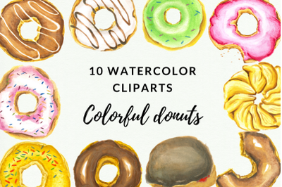 12 Watercolor Donuts Illustrations