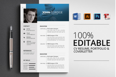 3 Pages Clean CV Resume Word Template