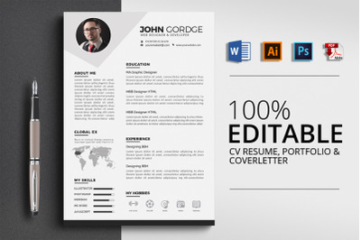 3 Pages Clean CV Resume Word Template