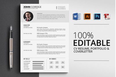 CV Resume Word 3 Pages Template