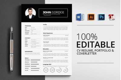 CV Resume Word 3 Pages Template