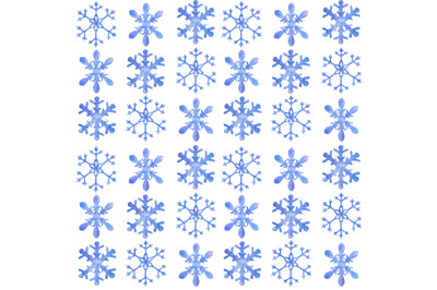 Winter watercolor seamless pattern with snowflakes