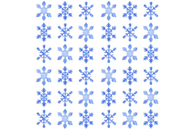 Winter watercolor seamless pattern with snowflakes
