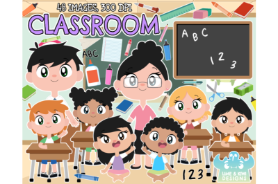 Classroom Clipart, Instant Download Vector Art