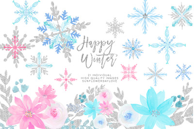 Winter onederland clipart, winter snowflakes clipart