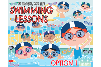Swimming Lessons (Option 1) Clipart - Lime and Kiwi Designs