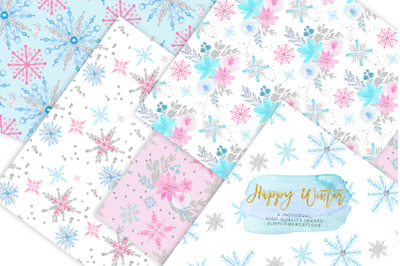 Winter Digital Paper&2C; Winter Paper Pad&2C; Glitter Pattern