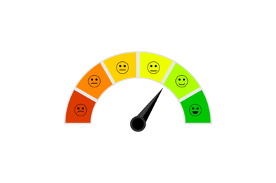 Credit score indicator with colorful segments