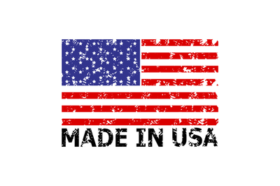 Made in USA stamp with colorful americans flag