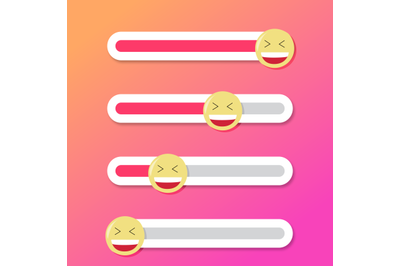 Interface slider bar with laughing yellow smile for social network