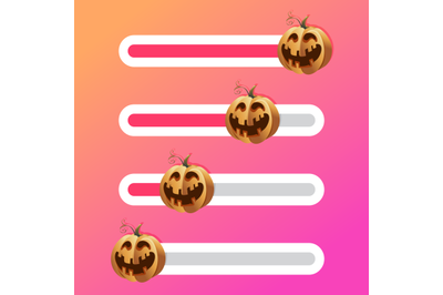 Halloween pumpkin on slider bar interface indicator