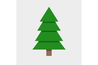 Xmas green tree flat illustration vector