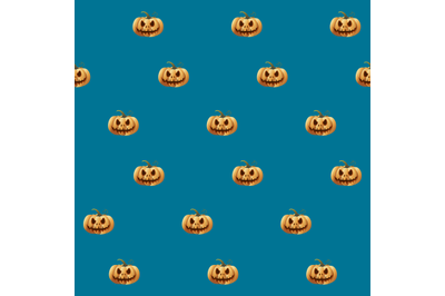 Halloween seamless pattern with orange pumpkin