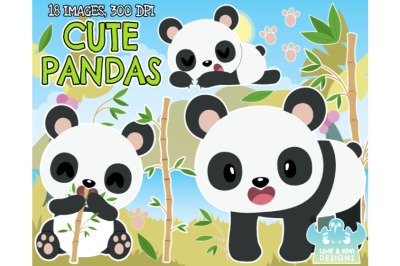 Pandas Clipart - Lime and Kiwi Designs