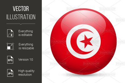 Round glossy icon of Tunisia