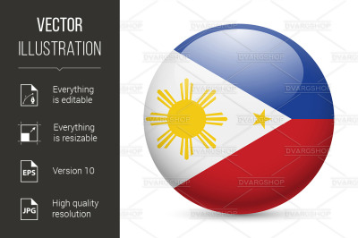 Round glossy icon of Philippines