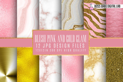 Blush Pink and Gold Glam Digital Papers
