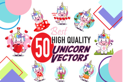 50x Unicorn Character Vector Pack