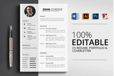 CV Resume Word 3 Pages Template