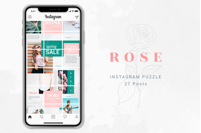 Instagram Puzzle Template - Rose