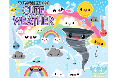 Cute Weather Clipart - Lime and Kiwi Designs