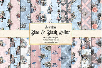 Blue and Blush Alice in Wonderland Digital Paper