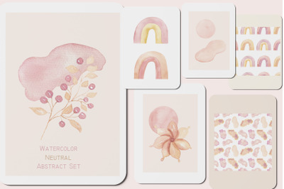 Watercolor Neutral Abstract Set